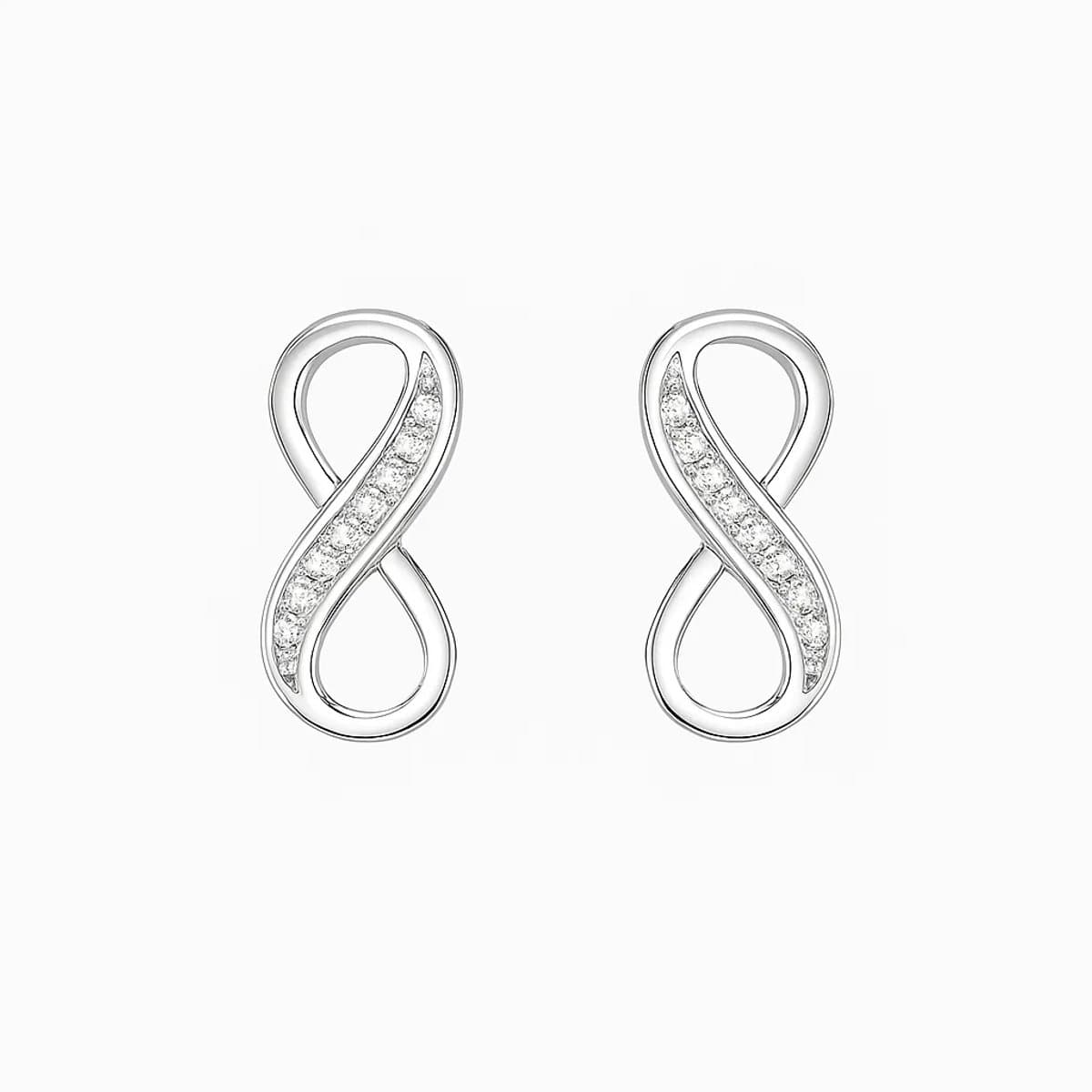 Zilver Dames oorbellen Infinity - Zilver oorbellen met Zirkonia - Zilveren Infinity Oorstekers - Zilveren Oneindigheid Oorstekers - Amona Jewelry