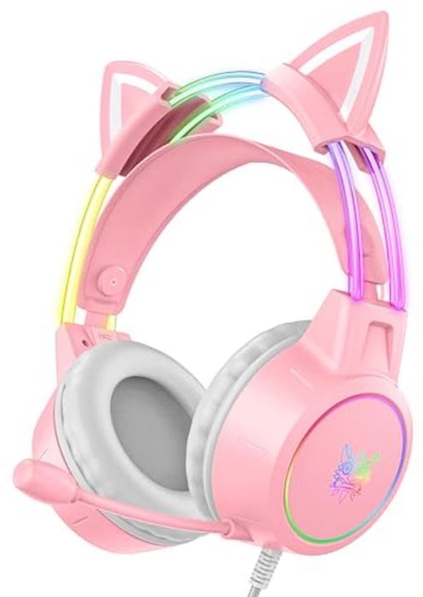 Cat Ear Gaming Headset met Microfoon - Lichtgewicht RGB Gaming Hoofdtelefoon voor PS4, PS5, Xbox en PC - Virtueel Surround Sound