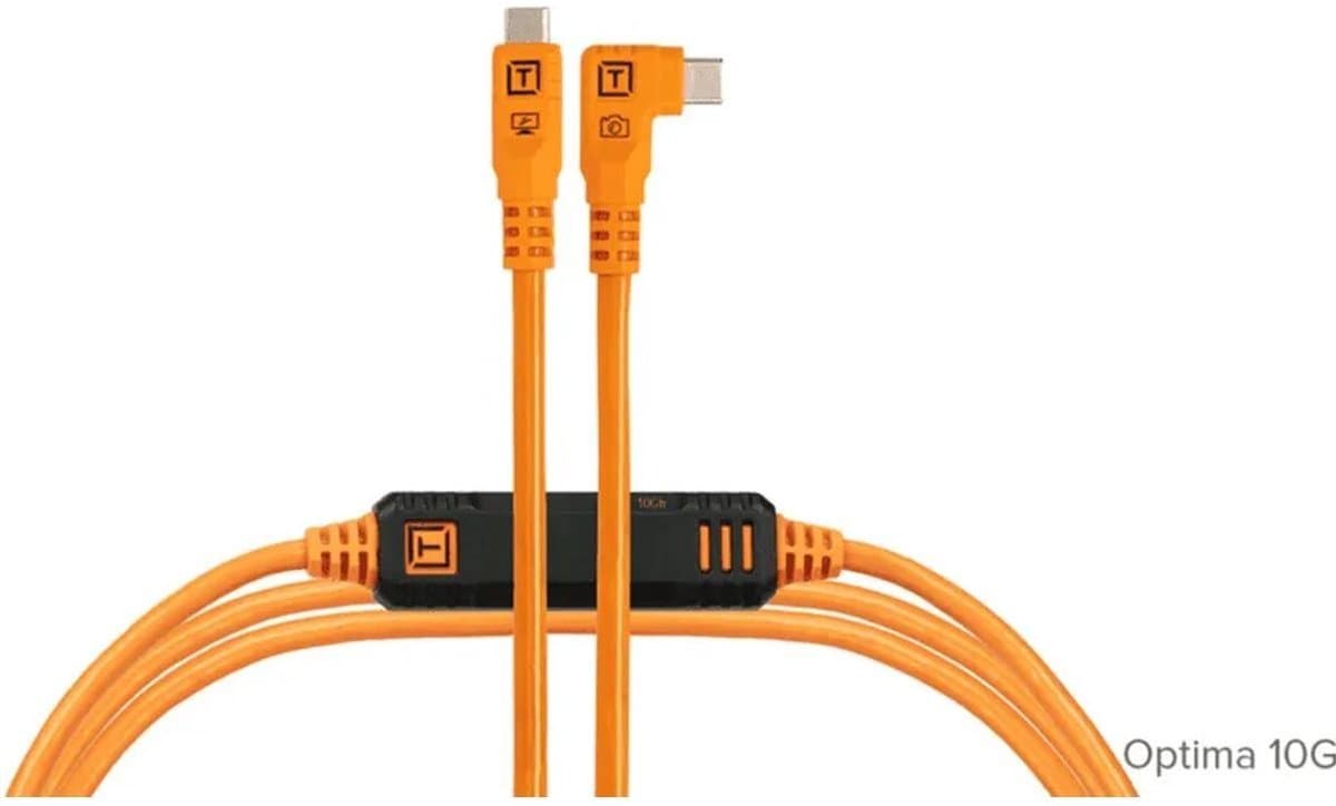 Tether Tools TetherPro Optima 10G USB-C to USB-C 4.6m Straight To Right Orange