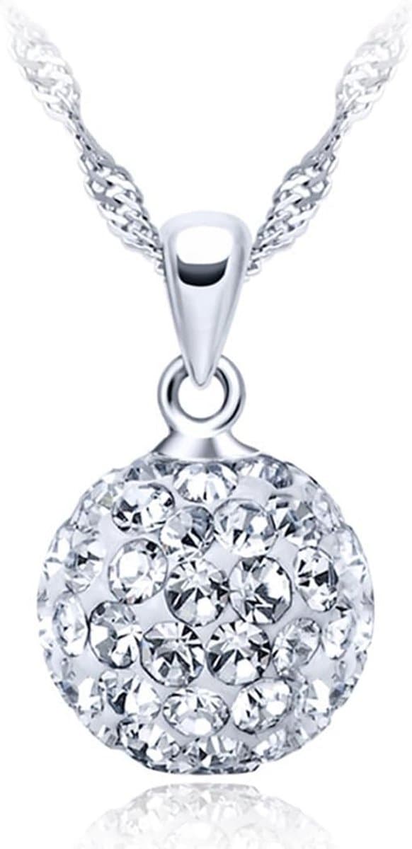 Sneeuwbol hanger halsketting dames meisjes 925 Sterling Zilver met Oostenrijkse kristallen en emaille