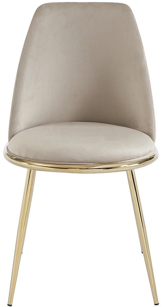 Vente-unique Set van 2 stoelen van velours met gouden metalen frame - Beige - NEBINA - van Pascal Morabito