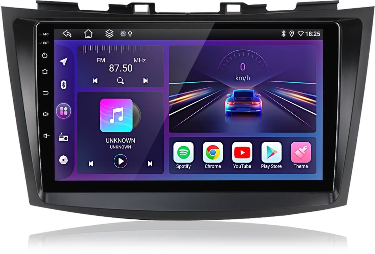 JUNSUN 9" Autoradio Draadloze Android Auto & Draadloze CarPlay Multimediasysteem Geschikt voor Suzuki Swift IV FZ (2010-2016) – Android 15 GPS Navi 4G-LTE WIFI BT DAB+ SWC USB RDS DSP 6GB+128GB 8-core Processor