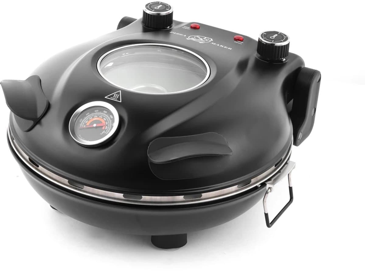 Fubzz Elektrische Pizzaoven - Pizzamaker Voor Thuis - Pizzarette 420°C 1200W - 5 Temperatuurniveaus - Vlambestendige Steenplaat 31 Cm