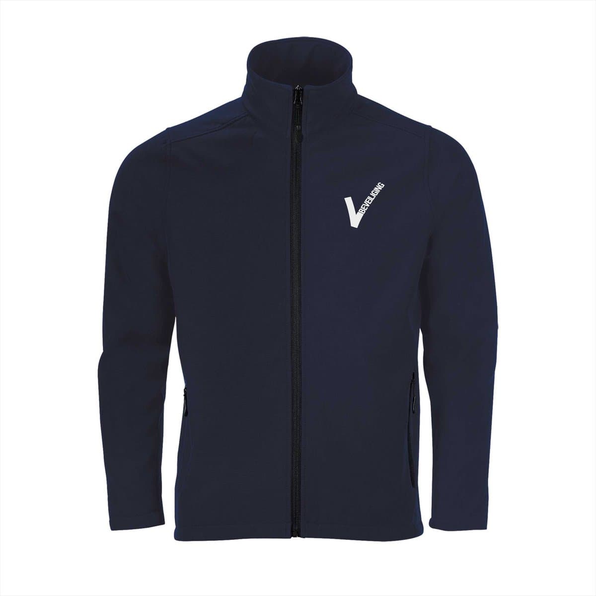 Security Softshell Jas met Beveiliging Logo – Waterafstotend – 2-Laags – Zonder Capuchon - Navy - L