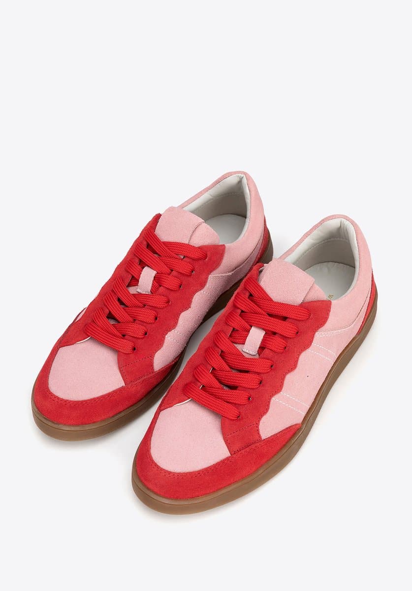 Wittchen Dames Sneakers - Suède - Contrasterende Roze en Rode Elementen