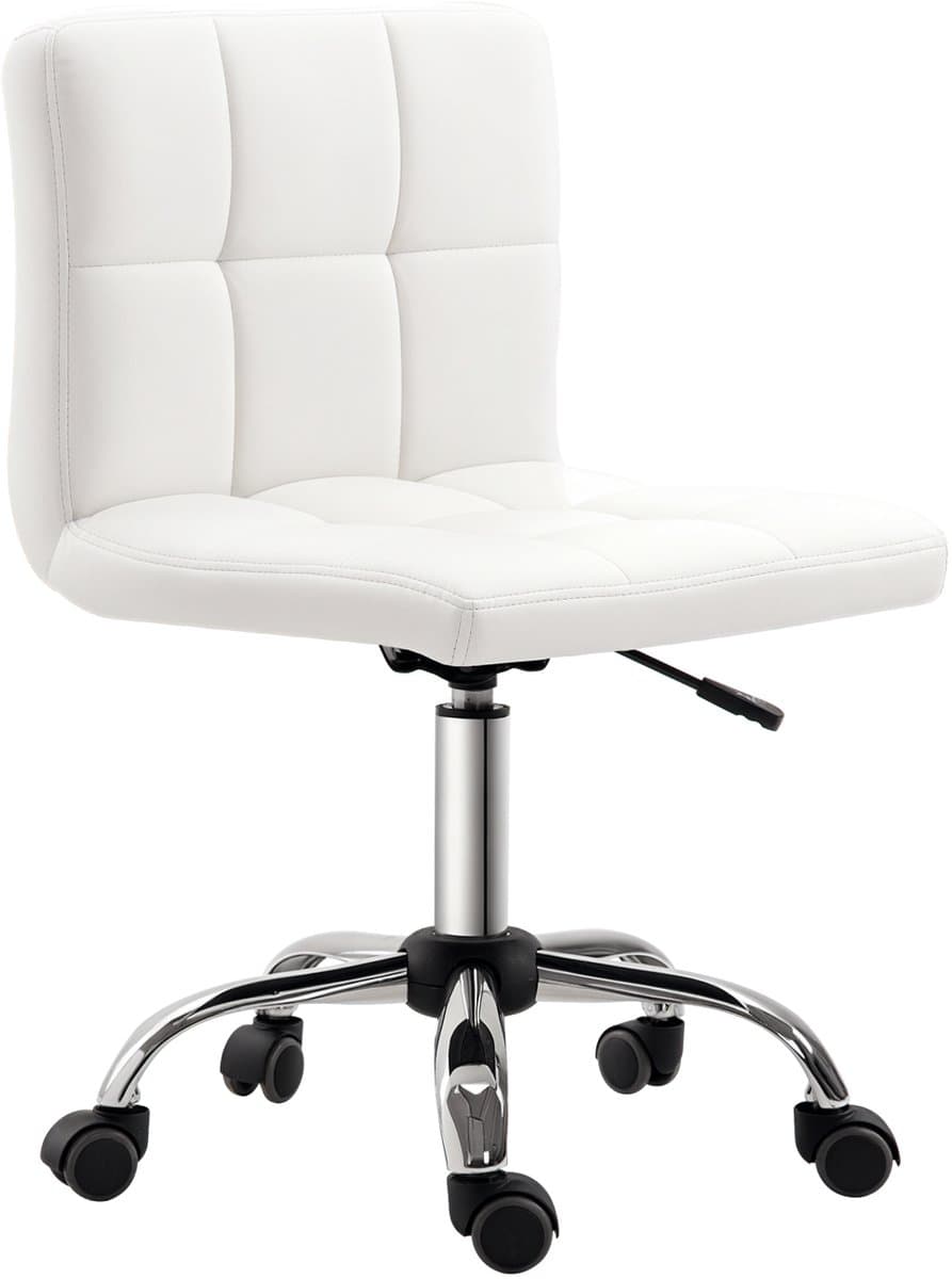HOMCOM bureaustoel - kunstleer/staal - 51L x 46B x 80-92H cm - wit