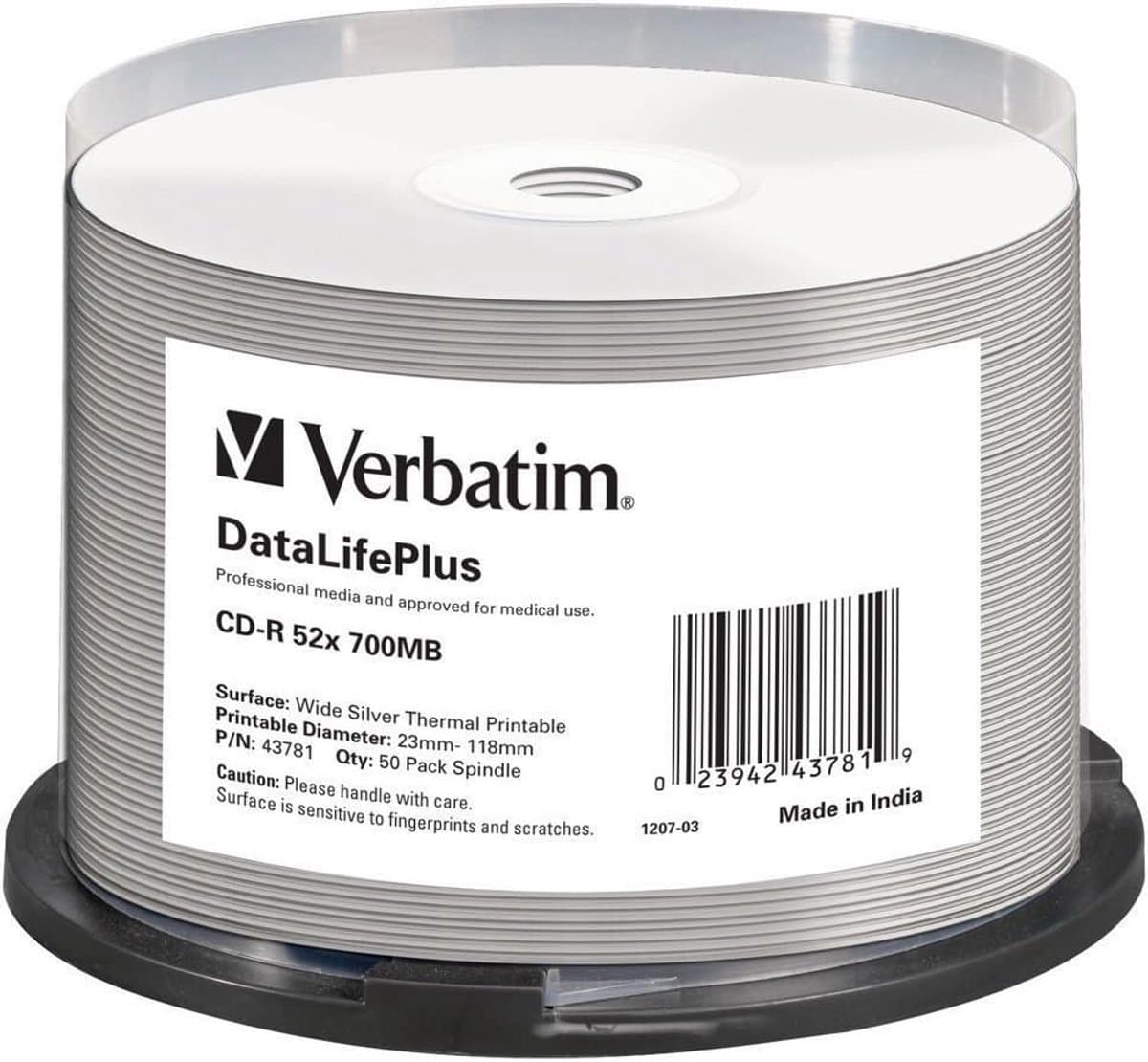 CD-R 700MB - 52x snelheid, Thermisch bedrukbaar, DataLifePlus, 50 Stuks