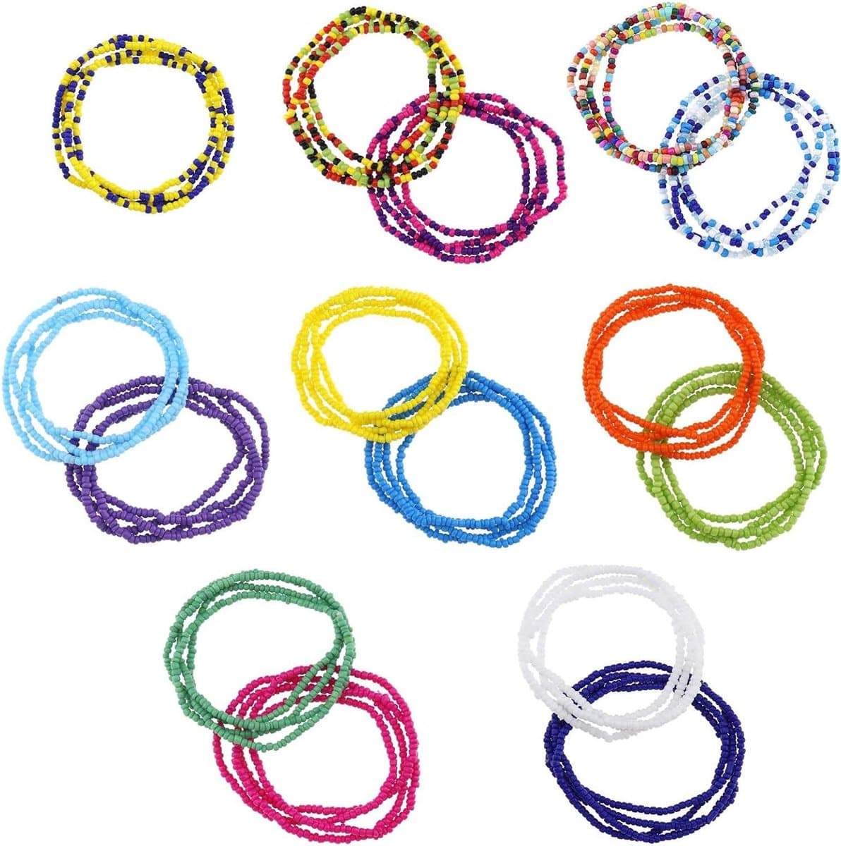 Meerlagige buik ketting taille kraal set met kleurrijke kralen - Zomer bikini sieraden voor vrouwen - Body ketting strand sieraden - 15 stuks