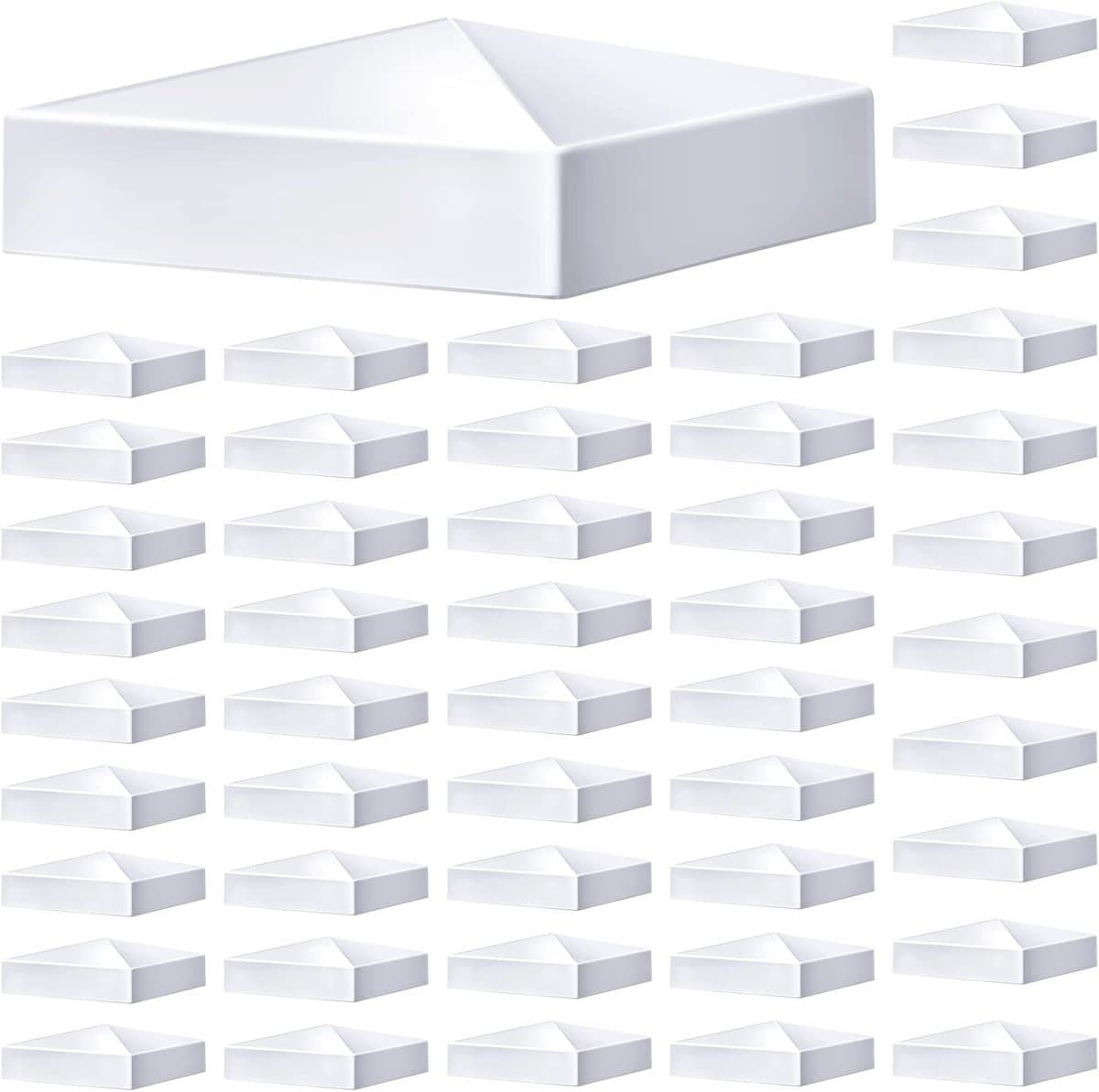 Witte PVC Vinyl Post Top Caps voor Hek en Deck - 48 Stuks 10x10 cm