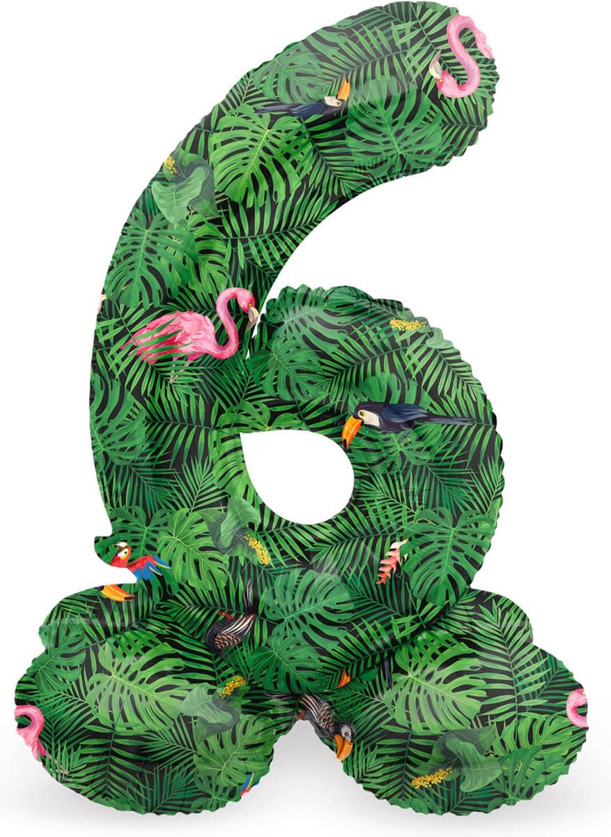Folat - Staande folieballon Cijfer 6 Jungle Vibe - 41 cm