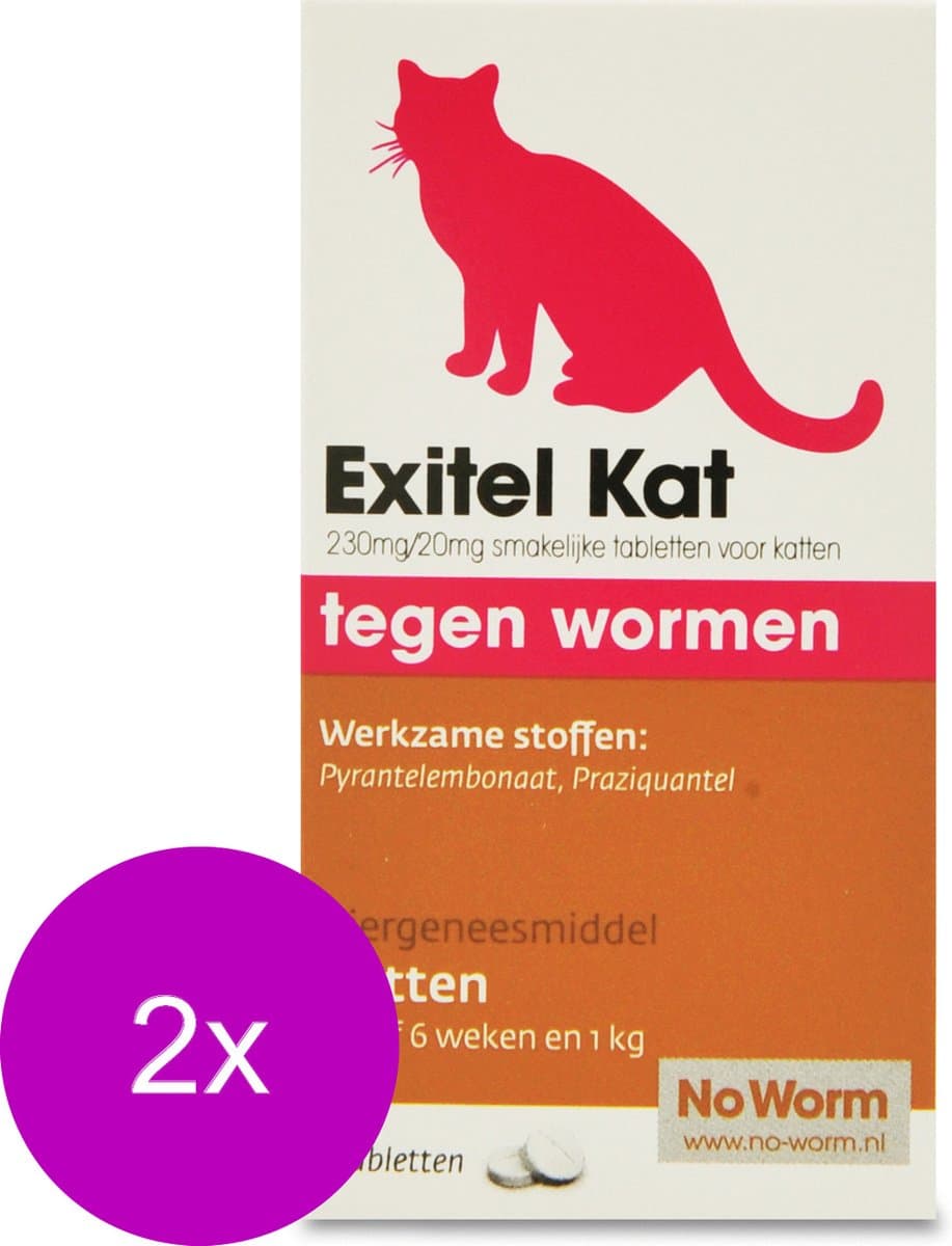 No Worm Exitel Kat - Anti wormenmiddel - 2 x 2 tab Vanaf 1 Kg - Vanaf 6 Weken