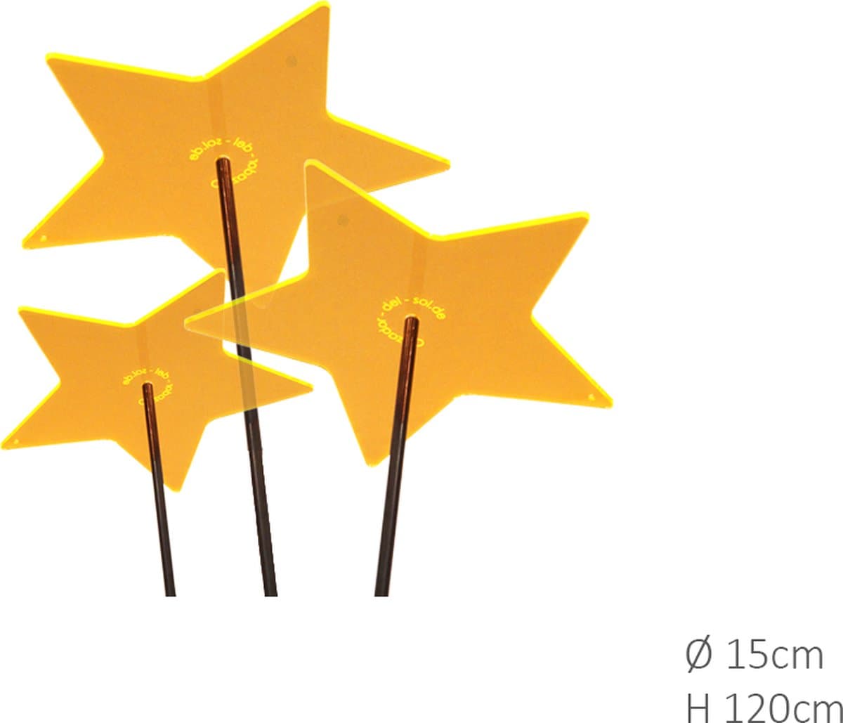 3 stuks! Zonnevangers Ster Geel medium 120x15 cm Cazador Del Sol