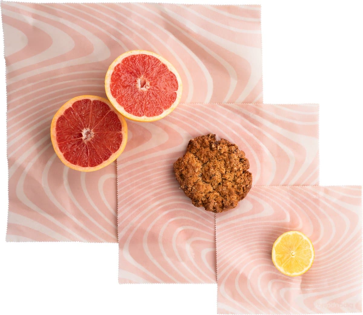 Broodnodig® - Bijenwas Wraps - 3-pack - Bijenwas Doeken - Beeswax wraps - Bijenwas vellen - Bijenwasdoek - Herbruikbaar boterhamzakje - Salmon Swirl