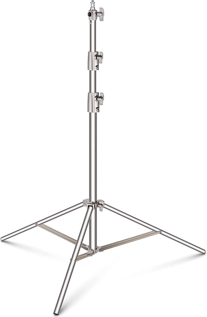 Verstelbare Heavy Duty Lampstatief 99-260 cm met Universele Adapter 1/4 naar 3/8 Inch - Roestvrij Staal - Voor Studio Softbox, Monolight en Andere Foto Apparatuur - X01NSK1