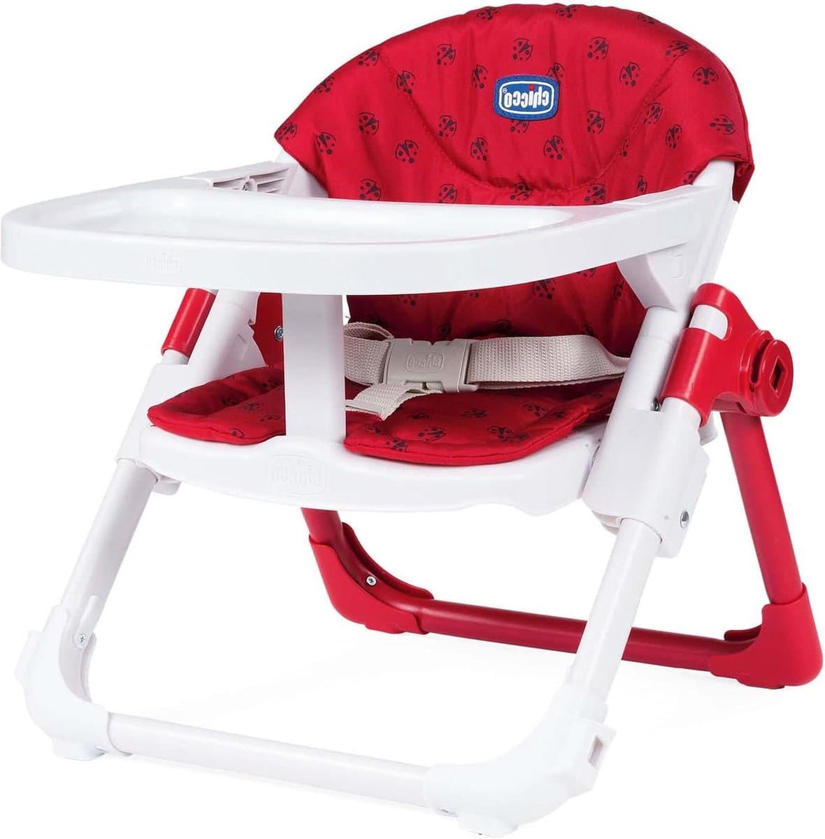 Stoelverhoger Chairy Omvormbaar tot Hoge stoel - Draagbaar en Verstelbaar - Verwijderbaar Blad - Vanaf 6 Maanden tot 15 kg - Lieveheersbeestje - Chicco.