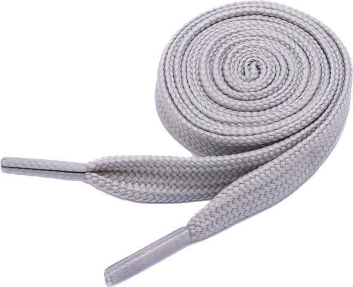 Schoenveters - Veters - Sneakerveters - Fat Laces - Plat - Grijs - Veterlengte 130 cm – Breedte 10 mm
