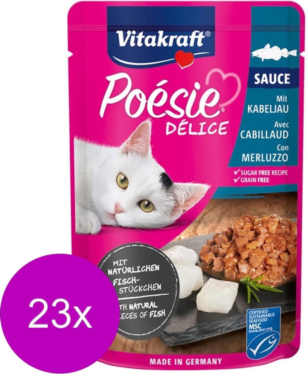 Vitakraft Poésie Deli Sauce Pouch 85 g - Kattenvoer - 23 x Kabeljauw