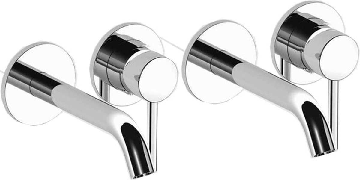 Set van 2 muurkranen - Mengkranen - Inbouw - Verchroomd RVS