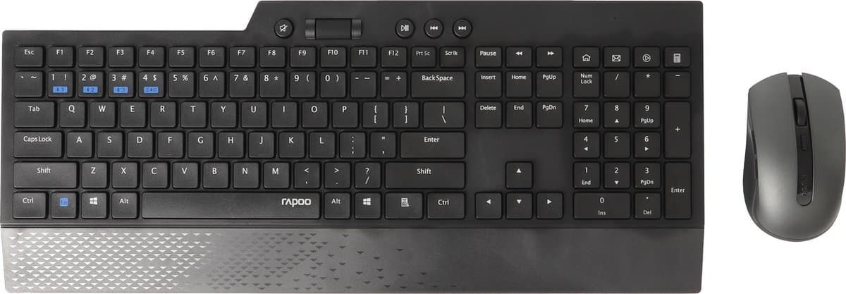 8200T Draadloze Combo set Toetsenbord-Muis, multimode, QWERTY, Zwart