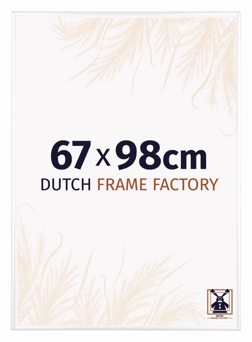 Fotolijst 67x98 cm - Aluminium - Wit Hoogglans - Kampen