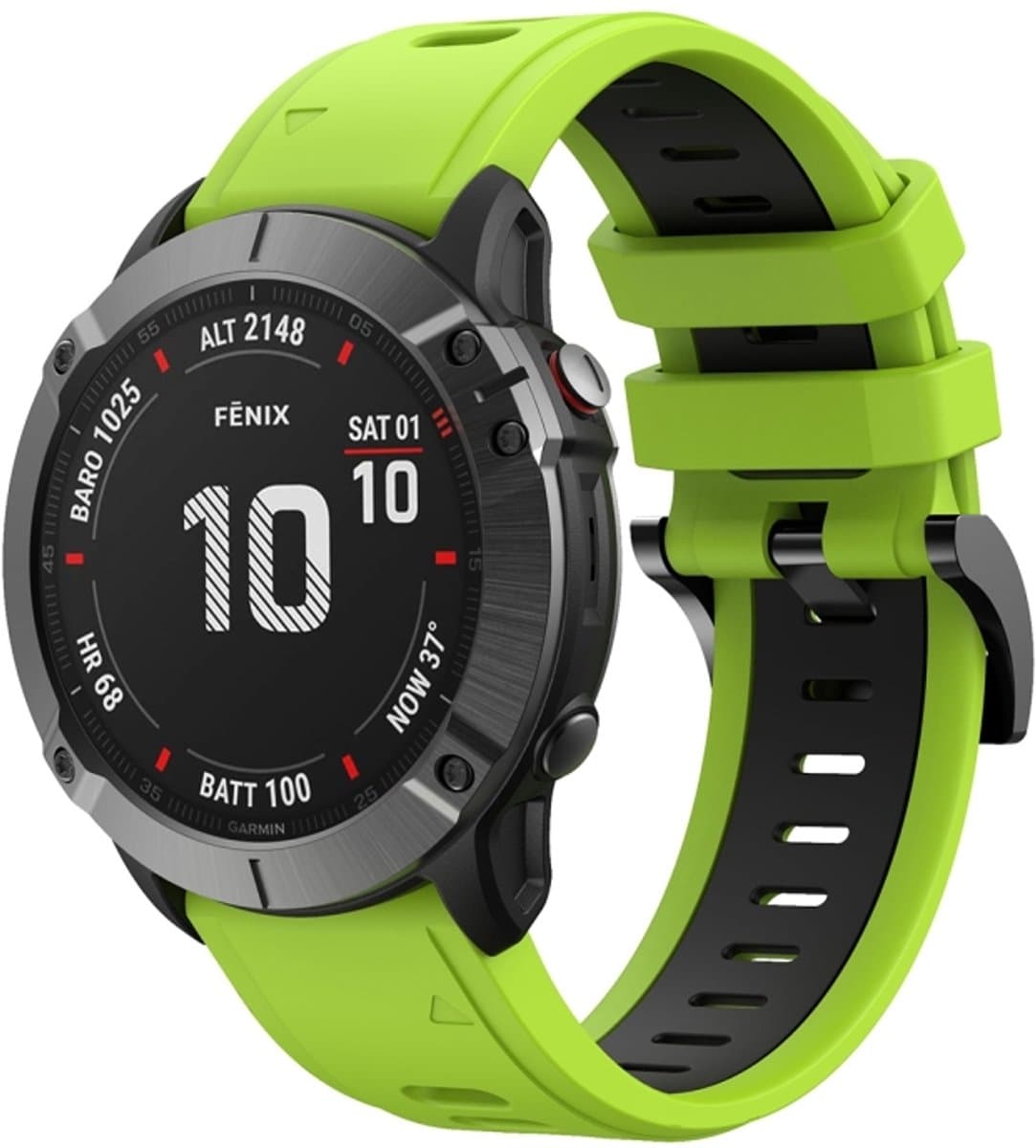For Garmin Fenix 6X Pro 26mm Two-Color Sports Silicone Watch Band(Lime Green + Black)