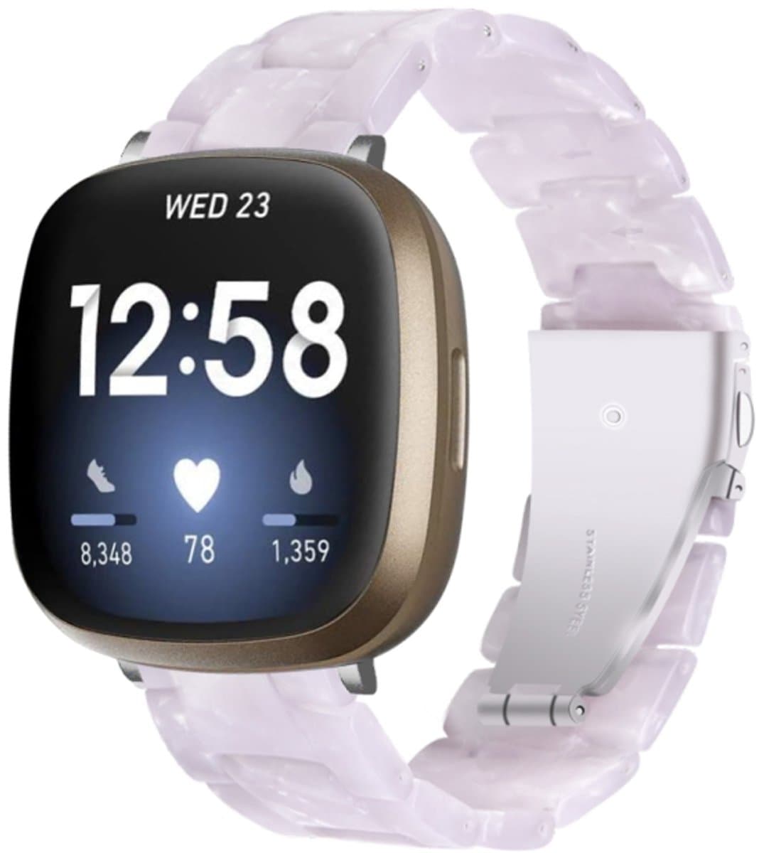 Voor Fitbit Versa 4 / Sense 2 universele horlogeband van hars (glanzend wit)