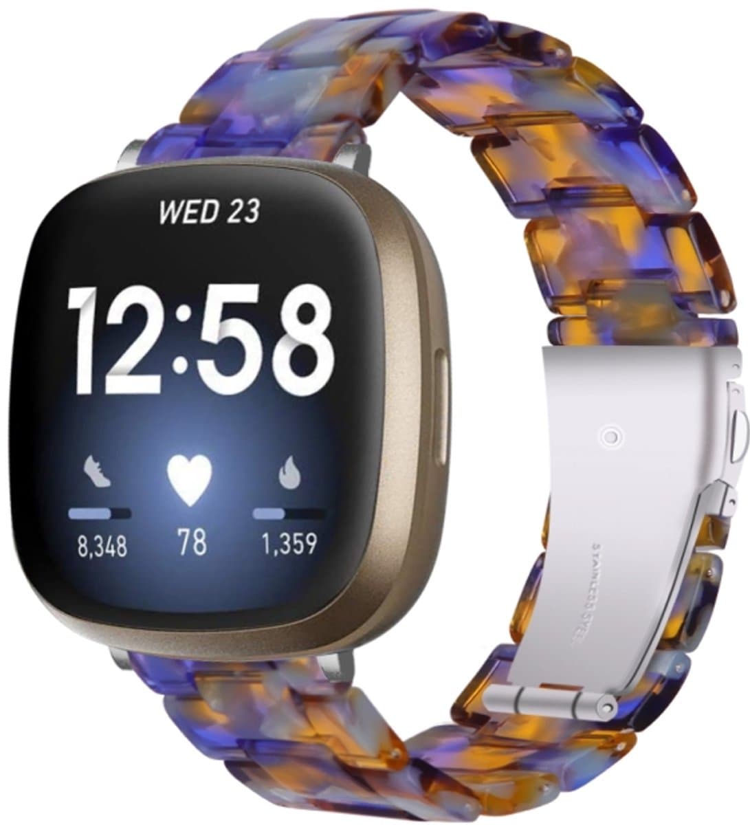Voor Fitbit Versa 4 / Sense 2 Universal Resin Watch Band (Blue Ocean)