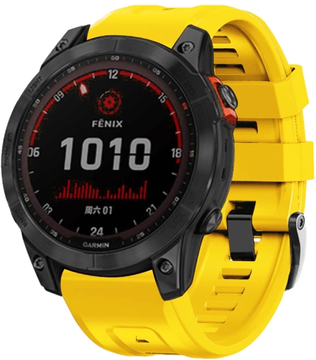 Voor Garmin Forerunner 965 / 955 / 945 / 935 schroef zwarte stalen gesp siliconen horlogeband (geel)