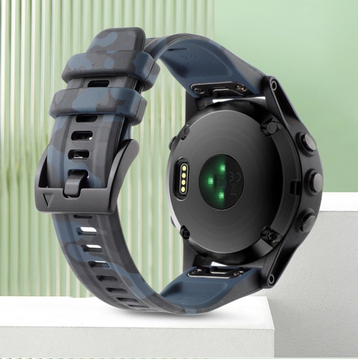 Voor Garmin Fenix 7X Solar 26 mm camouflage siliconen horlogeband (camouflage rock cyaan)