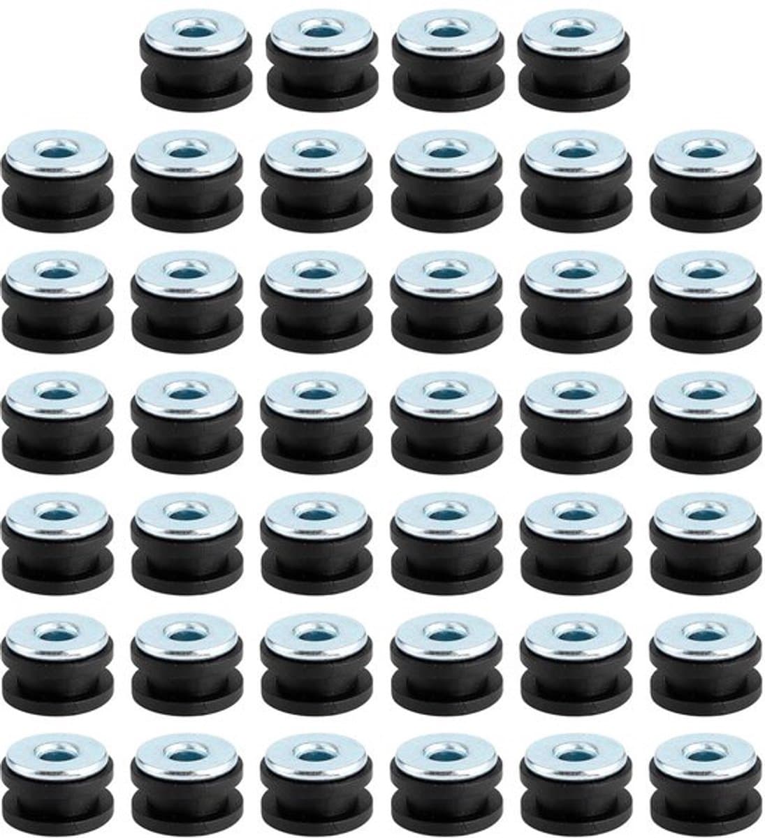Motorkuipogen Rubber - Oogjesset 40 Stuks - Zwart/Zilver - Afmetingen 10,7 mm - Gatgrootte 6 mm - Materiaal Rubber/Staal - Oogjeset