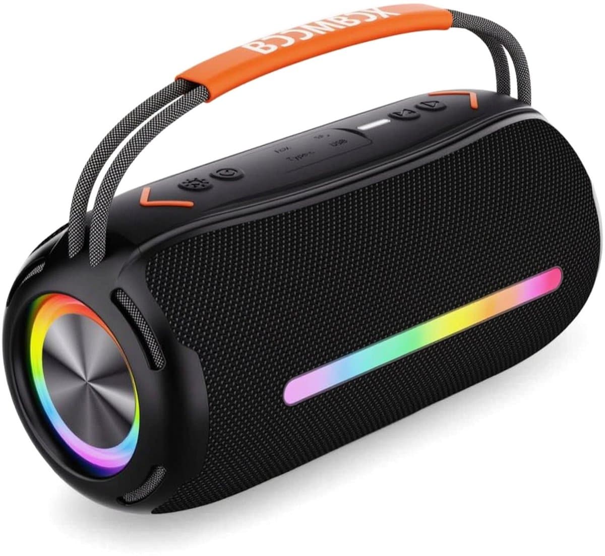 carmdering - Draagbare Bluetooth Luidspreker - Mobiele Muziekspeler - Draadloze Speaker - IPX7 Waterdicht - TWS Koppeling - Duurzaam Kunststof - RGB Lichteffecten - Lange Accuduur Voor Buiten - 1 Stuk