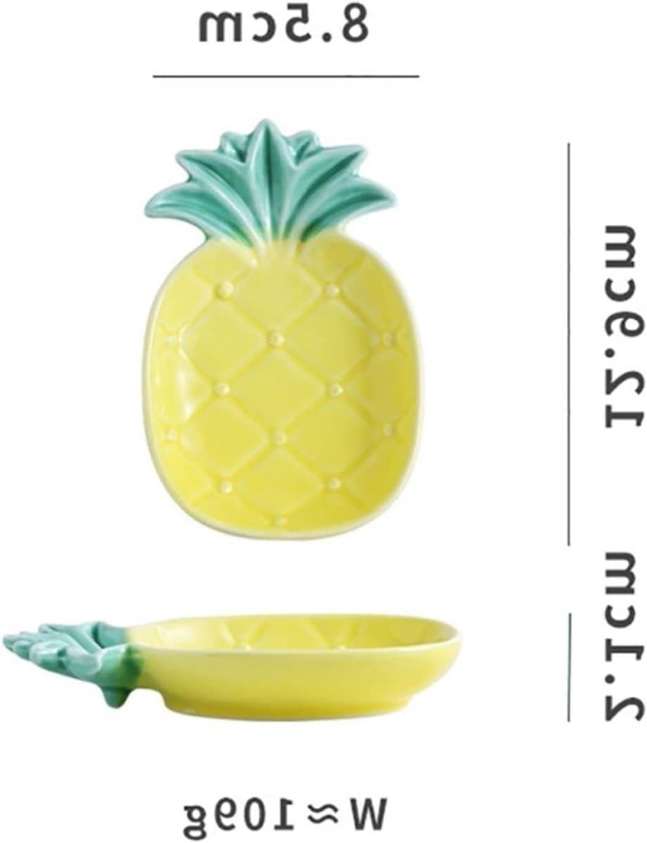 Keramische Bord - Fruitschaal Dinerbord - Hapjes Serveren - Ananas Vorm - 8.5*13cm - Wit