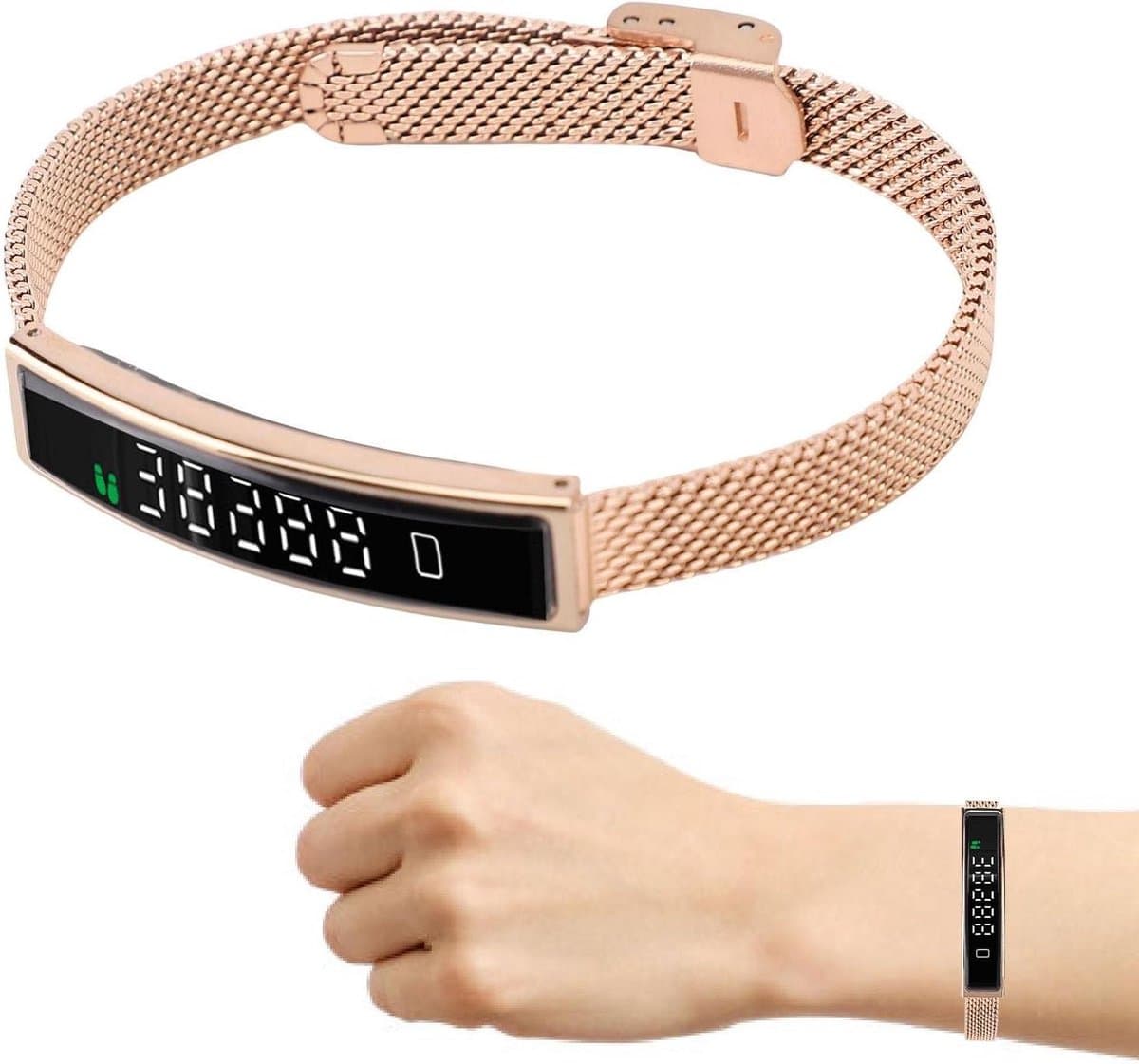 Smart Armband - Fitness Tracker - Sporten Bijhouden - Lichtgewicht Ontwerp - 5.6mm Dik - Goud