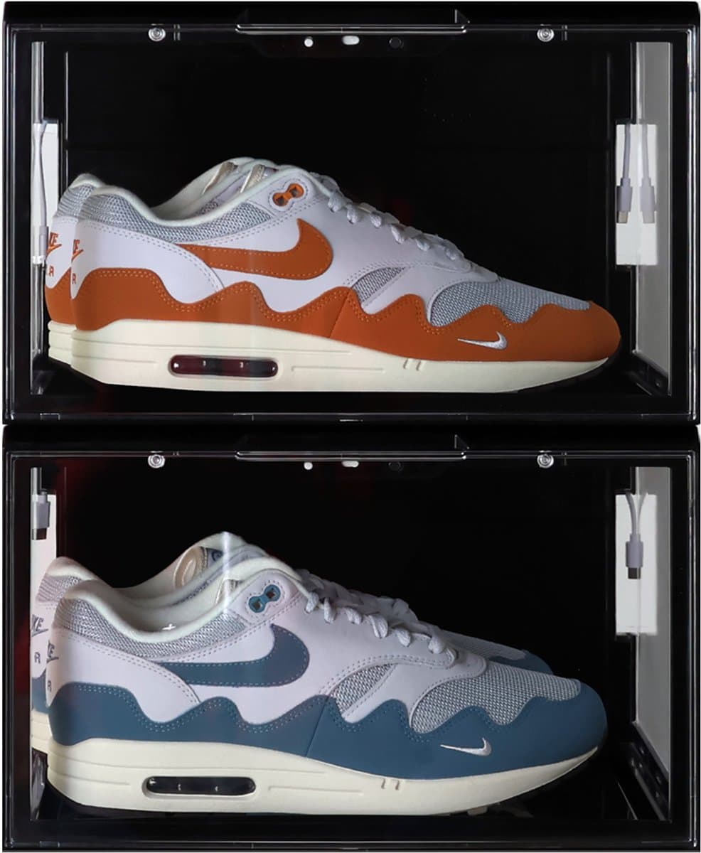 Sneakerstack® LED Sneakerbox Zwart – 2 stuks - Stapelbare Schoenenbox – Past tot schoenmaat 48 – Premium Opbergbox
