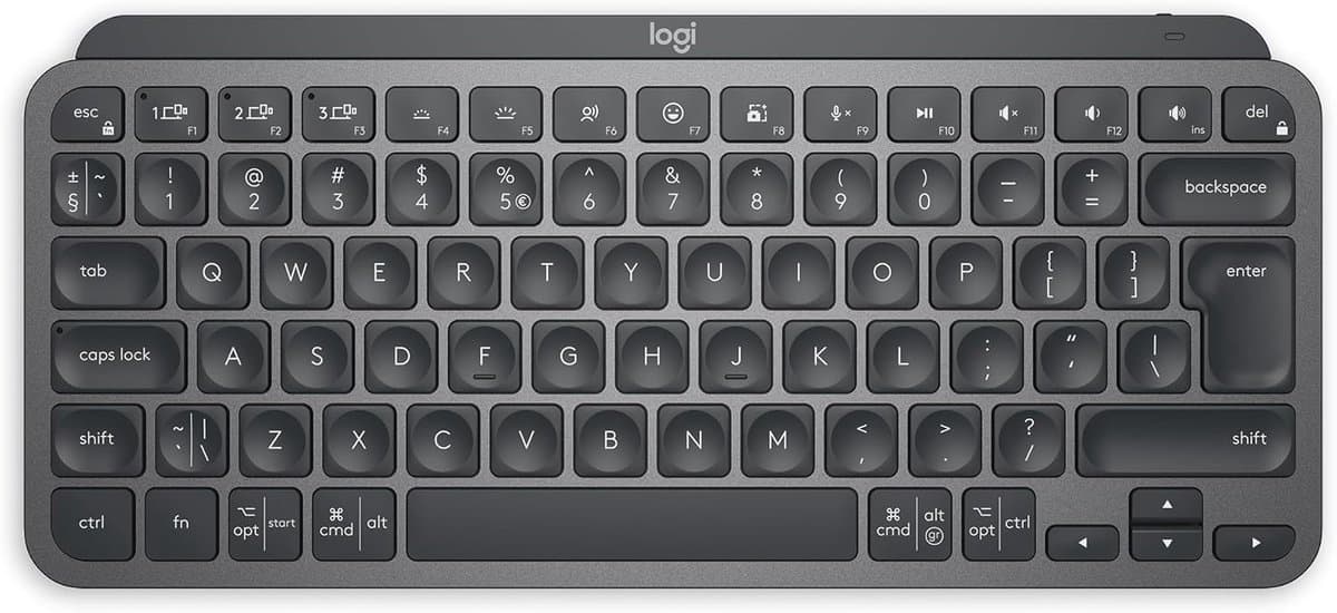 SnelShoppen - Draadloos Verlicht Toetsenbord Compact Bluetooth USB-C QWERTY Donkergrijs Compatibel met Apple macOS, iOS, Windows, Linux, Android - Min