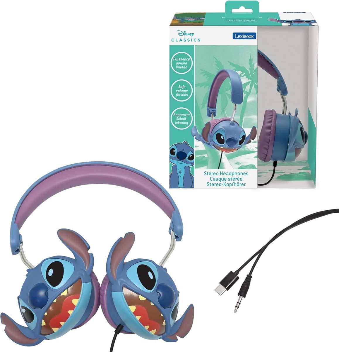 Thijox - Opvouwbare Bedrade Stereo Koptelefoon voor Kinderen - Disney Stitch Design - Lichtgewicht en Compact - Perfect voor Muziek, School en Reizen