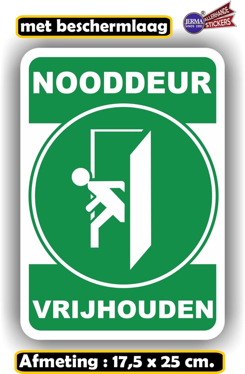 Jerma-Nooddeur-Nooduitgang vrijhouden sticker-veiligheidssticker