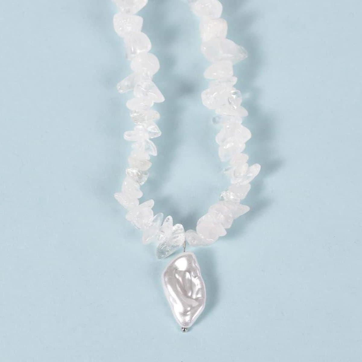 Natuursteen Hanger - Kristal Ketting Parel - Dagelijks gebruik - Onregelmatige kralen - 37 cm - Wit
