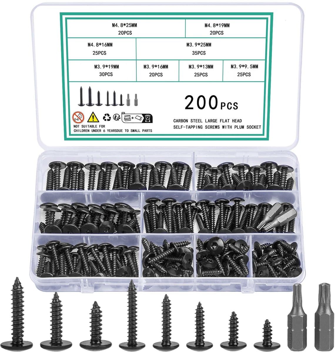 Dailygoods - 200 Stuks Zelfborende Schroeven Set met Torx voor Diverse Toepassingen