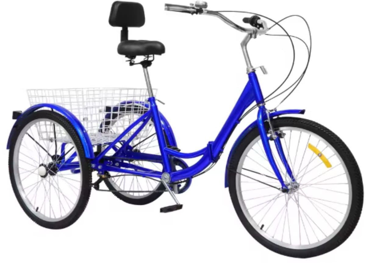Driewieler Zico Blauw - 7 versnellingen, Fiets voor volwassenen en senioren en 24 Inch - Voor Volwassenen en Senioren