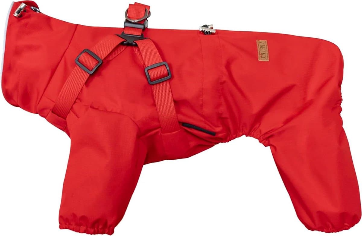 Honden Regenjas - Hondenjas Tuig - Droog Blijven - Met Ingebouwd Harnas - 5XL - Rood