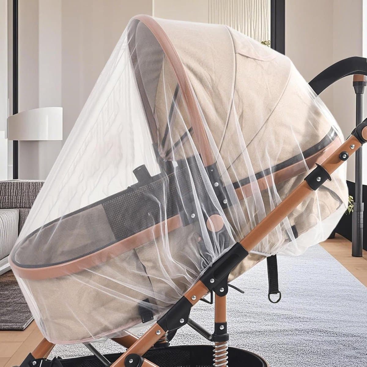 Kinderwagennet - Muggennet Kinderbed - Bescherming Tegen Insecten - 380 DPI Mesh - 150-360 Omtrek - Wit