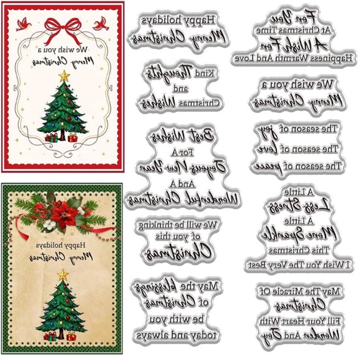 Kerststempels - Siliconen - Woorden - Transparant - Felicitaties - Winterzegen - Kerstkaarten - Cadeauhangers - DIY - Scrapbooking - Reliëf - Handwerk - Kerst .
