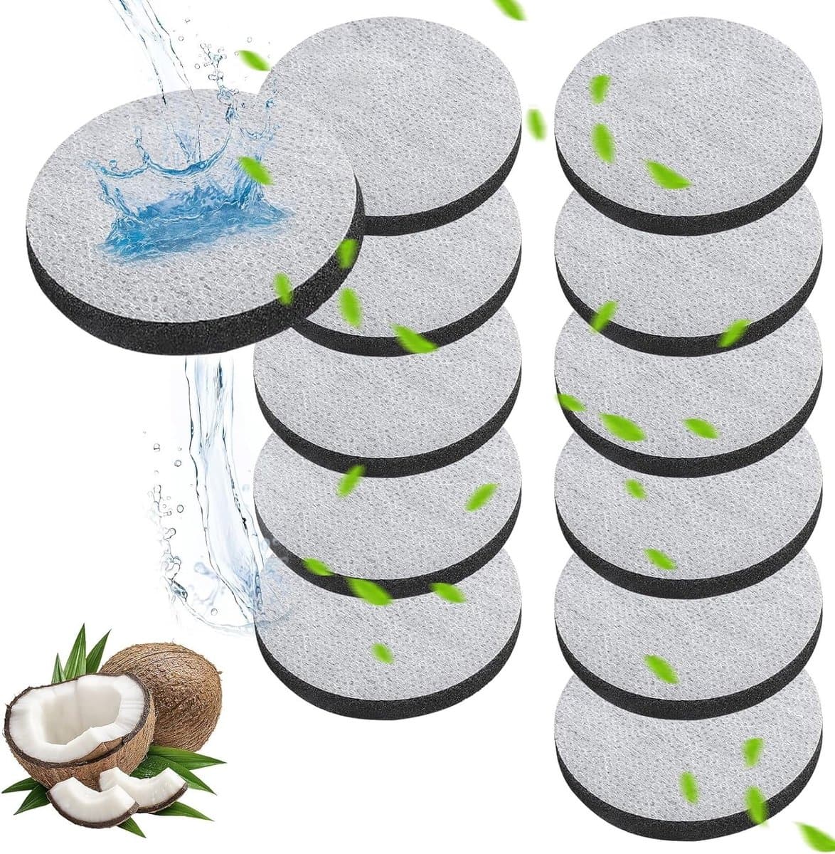 Set van 12 Waterfilterdiscs voor Flessen, Actieve Kool Waterreinigingstabletten - Vermindert PFAS, Chloor en Micropartikels met Fijne Filtratie van 3 µm