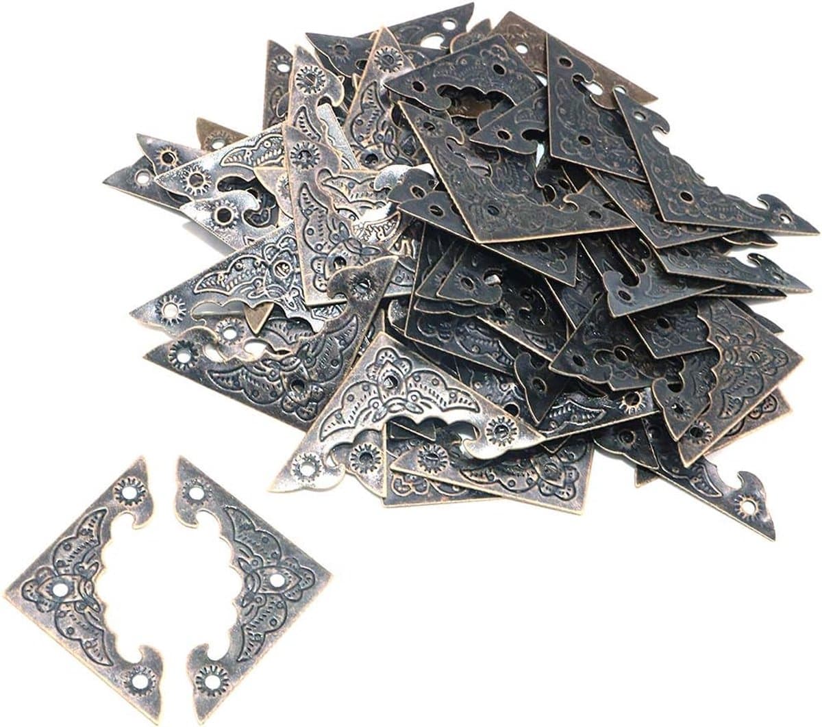 50 stks Antieke Stijl Hoekbeschermers 25mm Bronzen Legering Houten Doos Meubels Tafel Guards Bureau Rand Decoratieve Driehoek (Bronze)