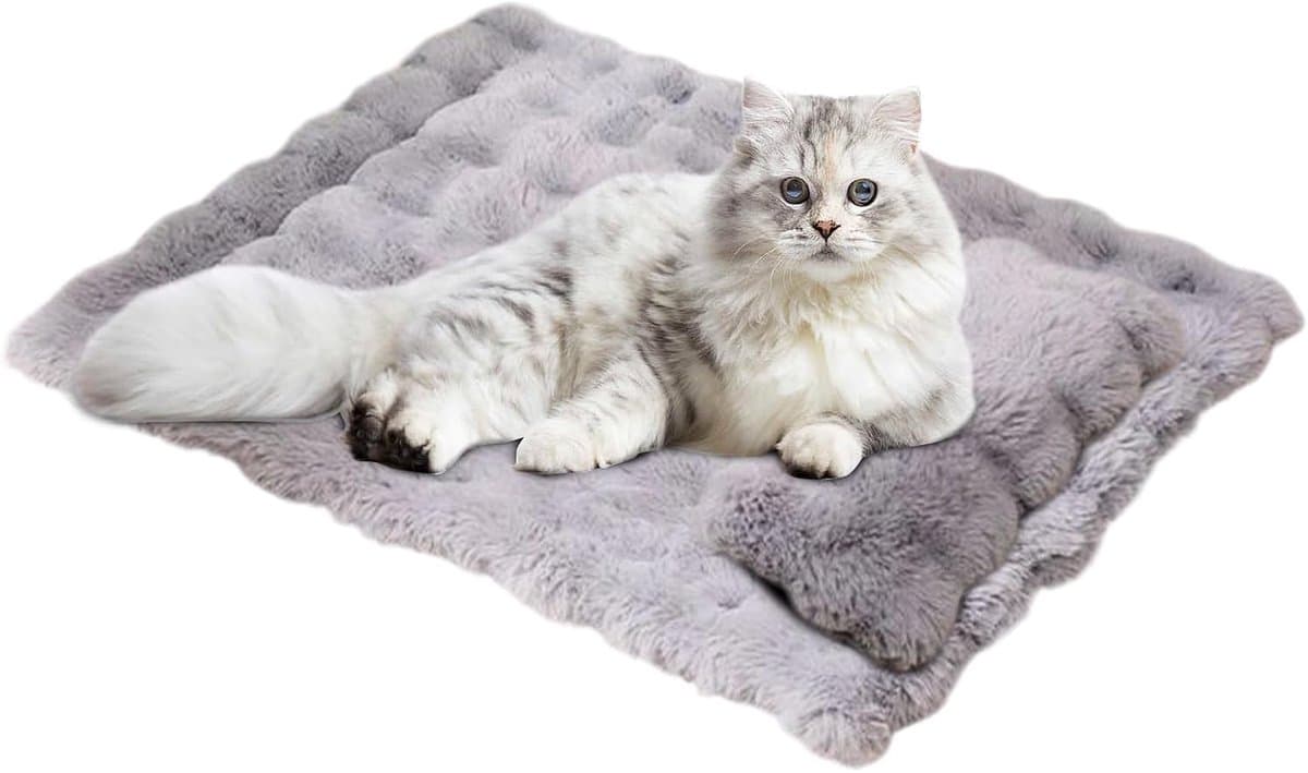 Plat Kattenbed - Slaapmat Huisdier - Comfortabel Rusten - Anti-haaruitval Coating - 90 x 60 cm - Grijs