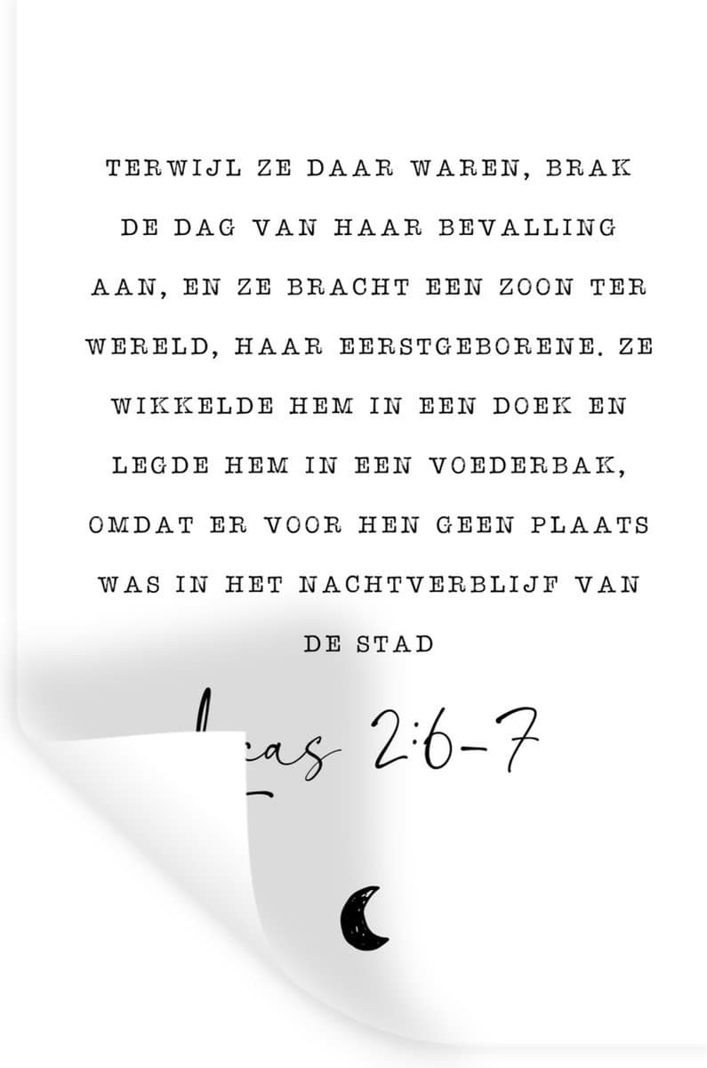 Muurstickers - Sticker Folie - Lucas 2:6-7 - Kerst - Religie - Quotes - Spreuken - 20x30 cm - Plakfolie - Muurstickers Kinderkamer - Zelfklevend Behang - Zelfklevend behangpapier - Stickerfolie