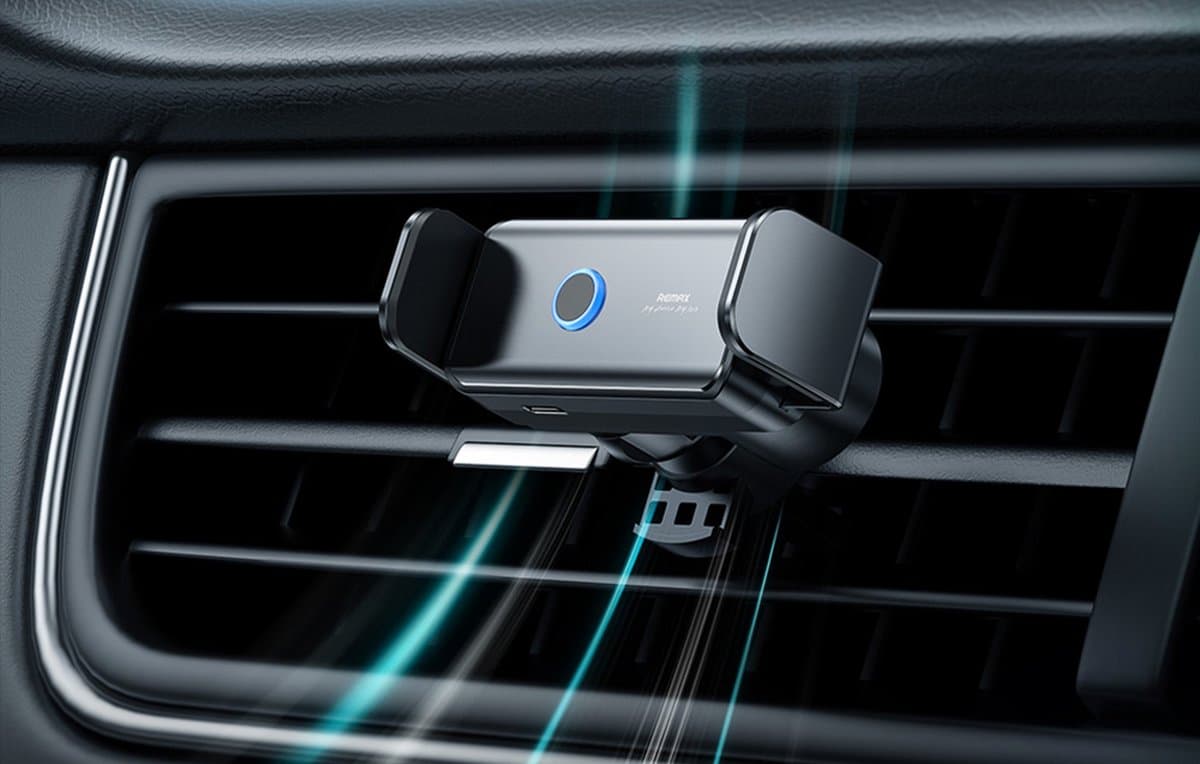 telefoonhouder IQ lader Electric Car mount Remax. RM-C55, USB-C (black)