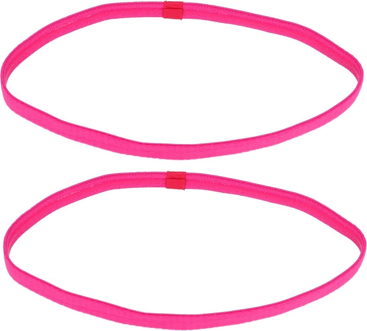 Haarsoires Haarband Sport 1cm - Elastiek - Anti-slip - Fuchsia roze - Set van 2 - Sporthaarband - Sportieve Hoofdband - voor Dames & Heren