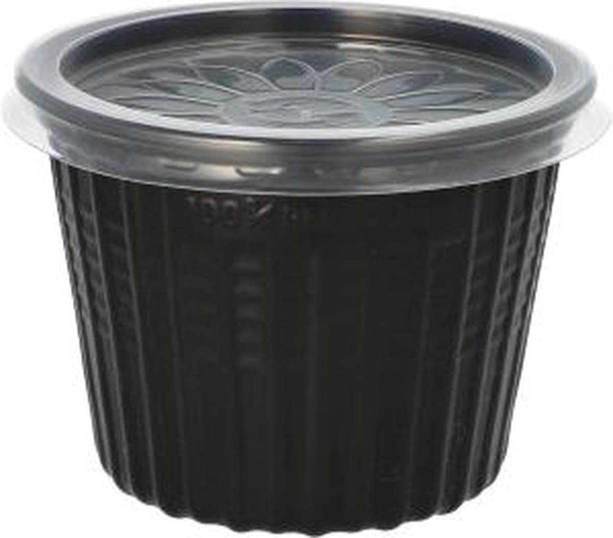 Herbruikbare snack- en soepbeker, 500 ml 11,5 cm · H 8,5 cm zwart met deksel (25 stuks)